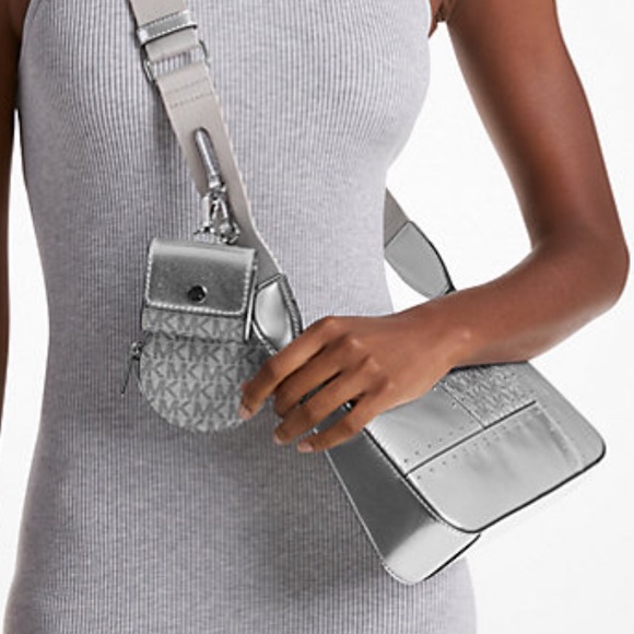 Michael Kors Handbags - Michael Kors Jet Set Travel Small Metallic Patchwork Signature Logo Crossbody